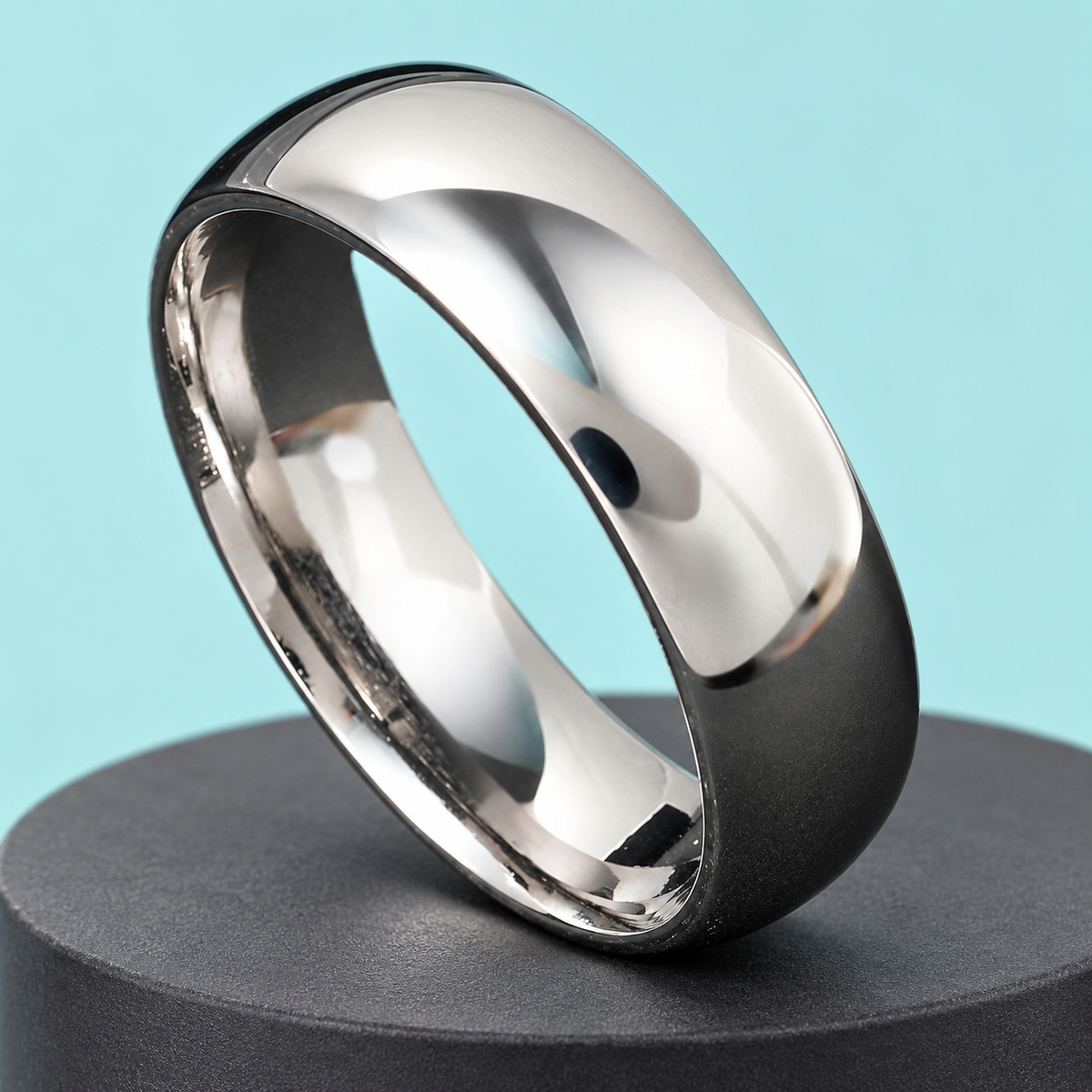Smooth Silver-Tone Band in a styled product view.