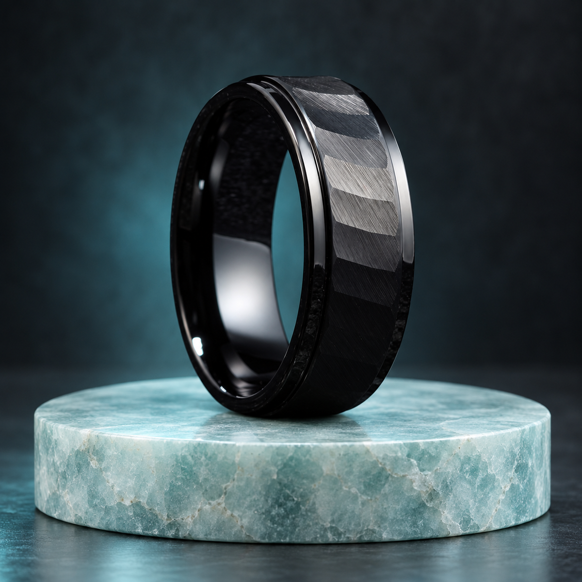 Black Faceted Panel Band in a styled product view.