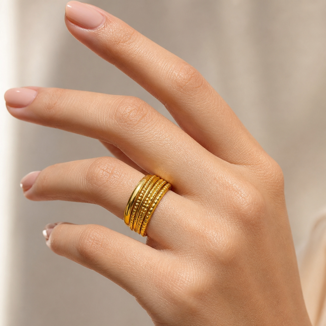Multi-Line Beaded Ring