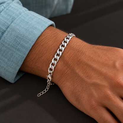 Urban Edge | Silver-Tone Curb Chain Bracelet for Men