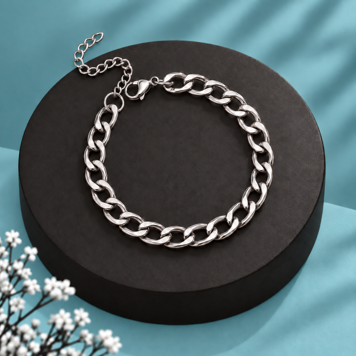 Urban Edge | Silver-Tone Curb Chain Bracelet for Men