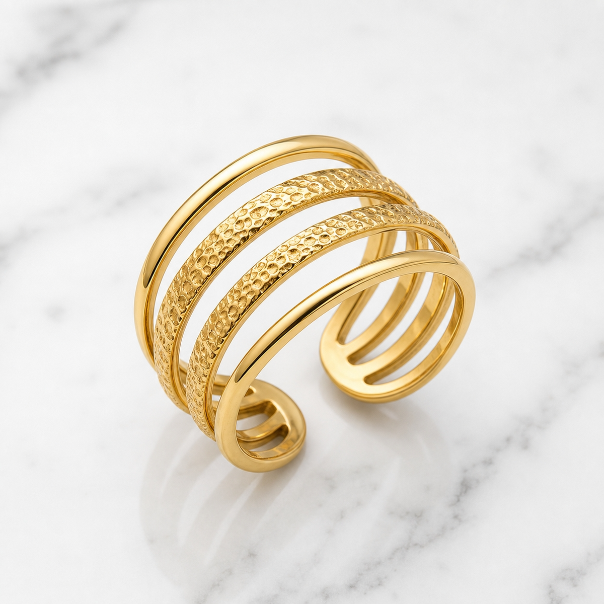 Hammered Four-Rail Ring