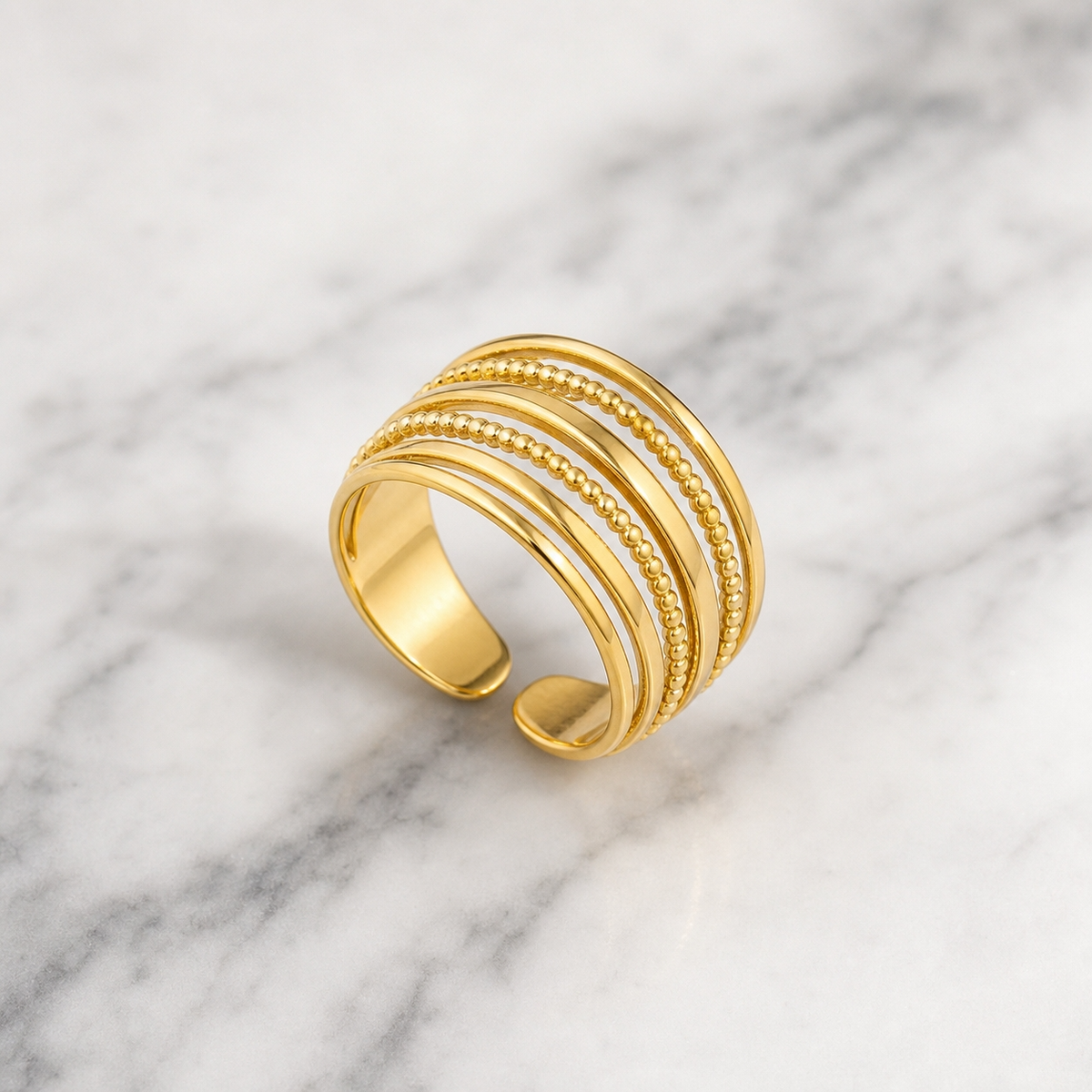 Multi-Line Beaded Ring