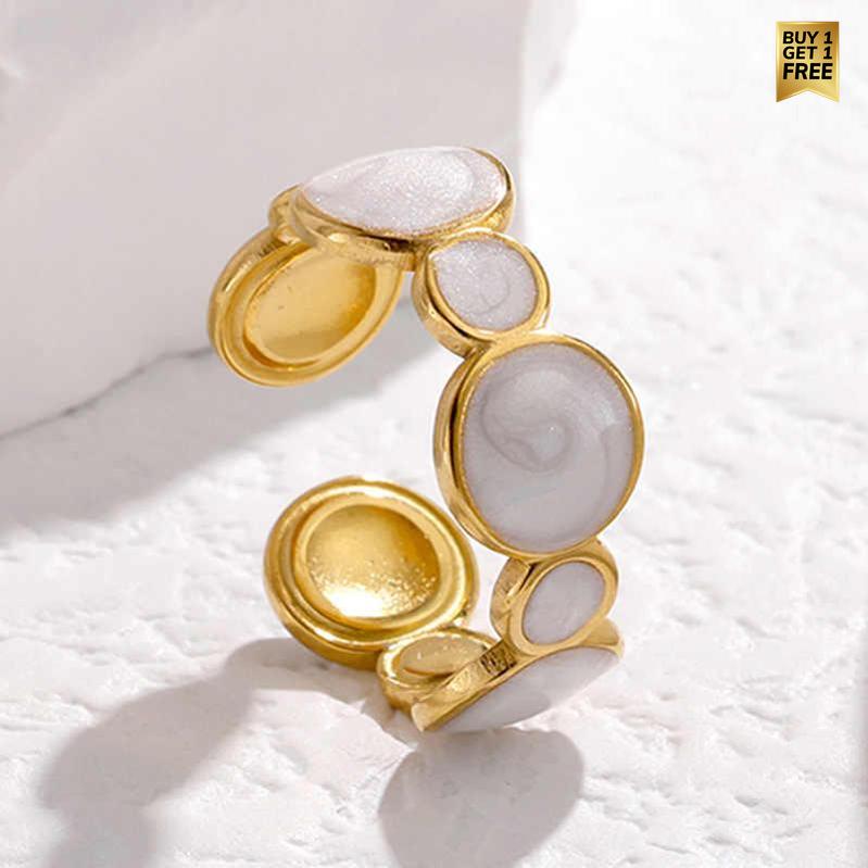 Gold-Tone Pale Medallion Ring