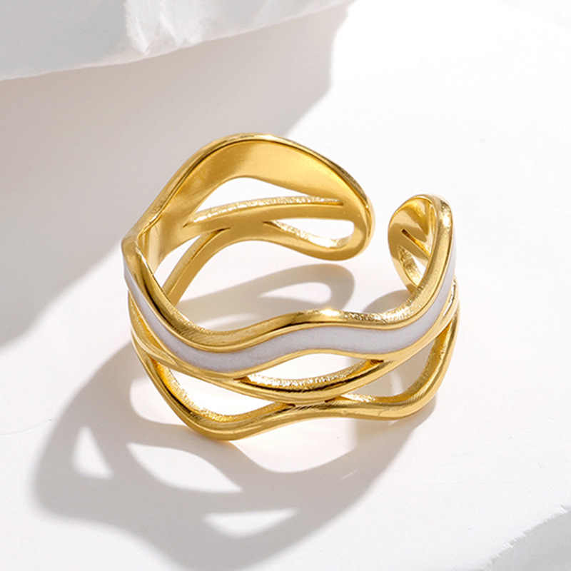 Gold-Tone Wave Openwork Ring for Women
