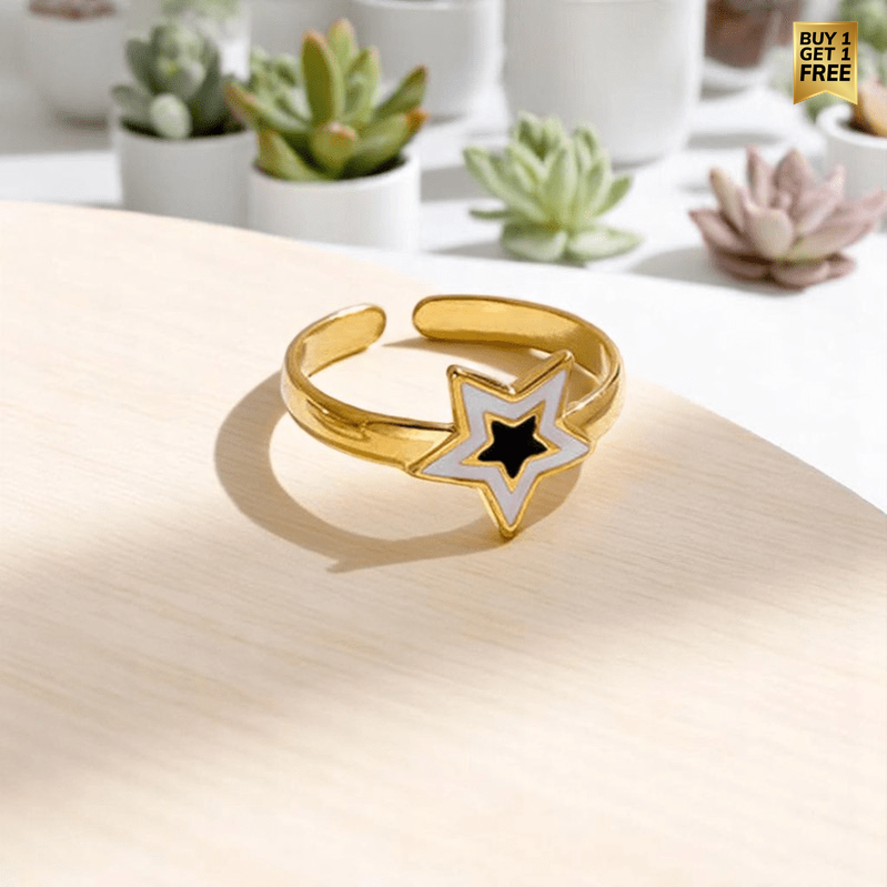 Gold-Tone Nested Star Ring for Women
