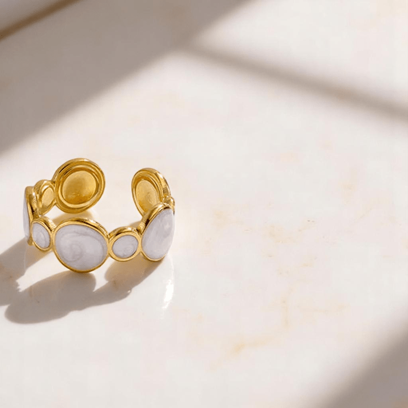 Gold-Tone Pale Medallion Ring