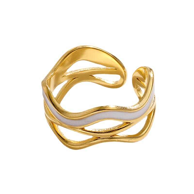 Gold-Tone Wave Openwork Ring for Women
